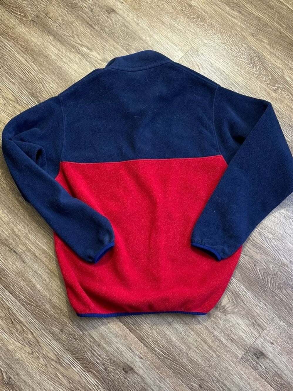 Patagonia Men's Synchilla Snap-T Fleece Pullover Red and Navy Colorblock - Picture 7 of 7
